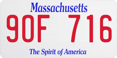 MA license plate 9OF716