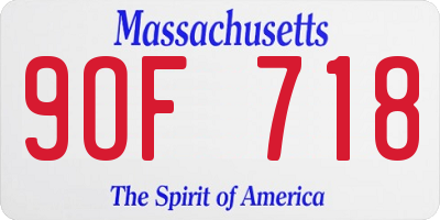MA license plate 9OF718
