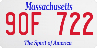 MA license plate 9OF722