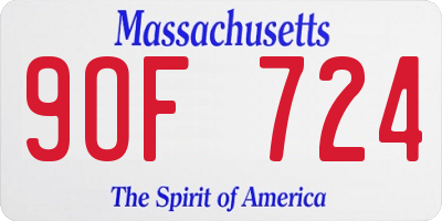 MA license plate 9OF724