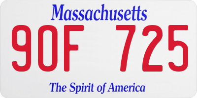 MA license plate 9OF725