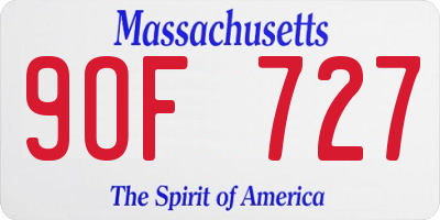 MA license plate 9OF727