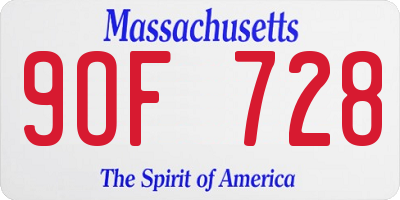 MA license plate 9OF728