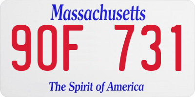 MA license plate 9OF731