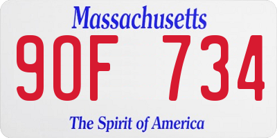 MA license plate 9OF734