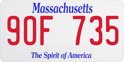 MA license plate 9OF735