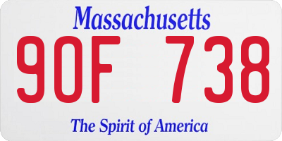 MA license plate 9OF738