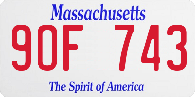 MA license plate 9OF743