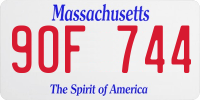 MA license plate 9OF744
