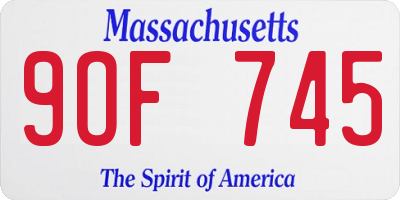 MA license plate 9OF745