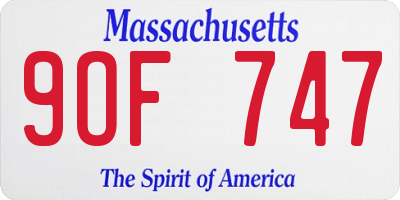 MA license plate 9OF747