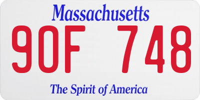 MA license plate 9OF748
