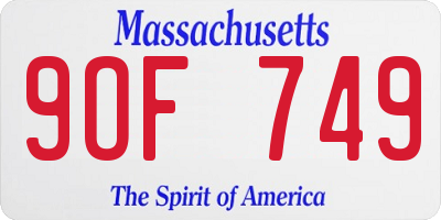 MA license plate 9OF749