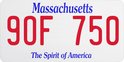 MA license plate 9OF750