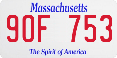 MA license plate 9OF753