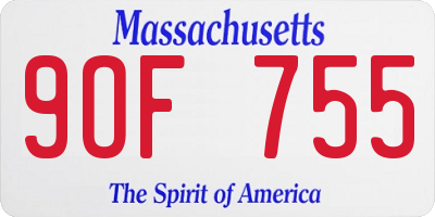 MA license plate 9OF755