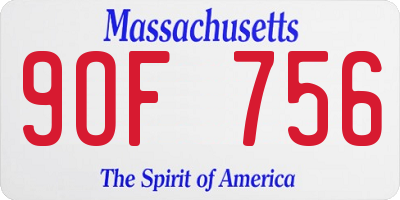 MA license plate 9OF756