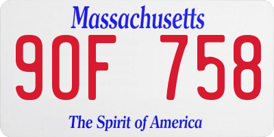 MA license plate 9OF758