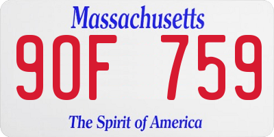 MA license plate 9OF759