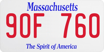 MA license plate 9OF760