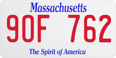MA license plate 9OF762