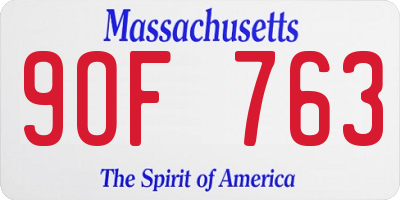 MA license plate 9OF763