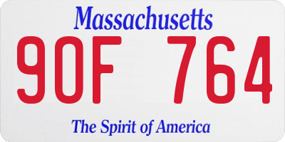 MA license plate 9OF764