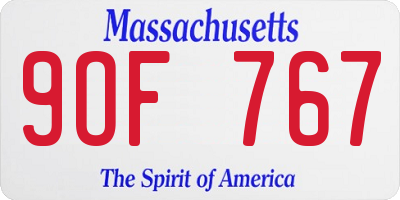 MA license plate 9OF767