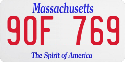 MA license plate 9OF769