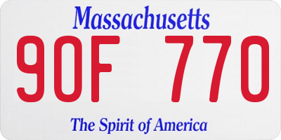 MA license plate 9OF770