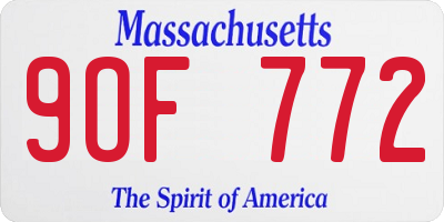 MA license plate 9OF772