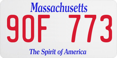 MA license plate 9OF773