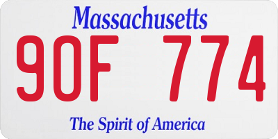 MA license plate 9OF774
