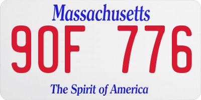 MA license plate 9OF776