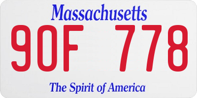 MA license plate 9OF778