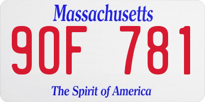 MA license plate 9OF781