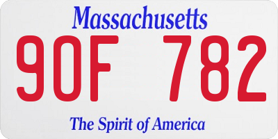 MA license plate 9OF782