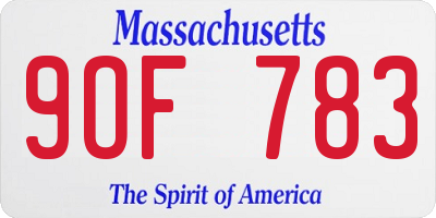 MA license plate 9OF783