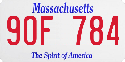 MA license plate 9OF784