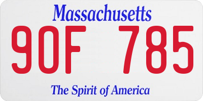 MA license plate 9OF785