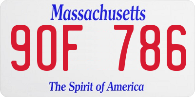 MA license plate 9OF786