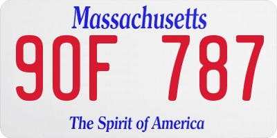 MA license plate 9OF787
