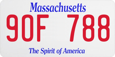 MA license plate 9OF788