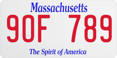 MA license plate 9OF789