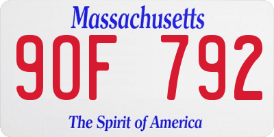 MA license plate 9OF792