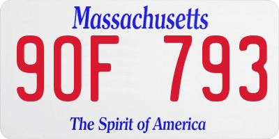 MA license plate 9OF793