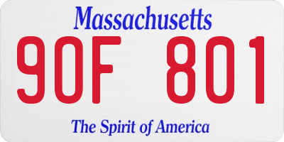 MA license plate 9OF801