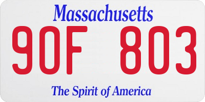 MA license plate 9OF803