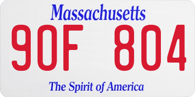 MA license plate 9OF804