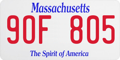 MA license plate 9OF805